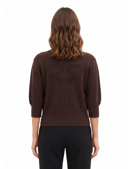 Camisola em mistura de viscose com logótipo RR em relevo Rinascimento