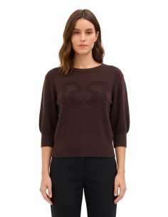 Camisola em mistura de viscose com logótipo RR em relevo Rinascimento