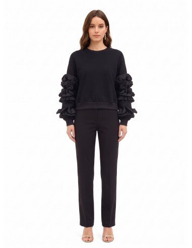 Sweatshirt Regular em Algodão com Folhos de Tafetá nas Mangas Rinascimento