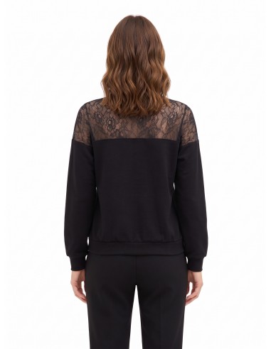 Sweatshirt oversized em algodão com aplicação de renda Rinascimento