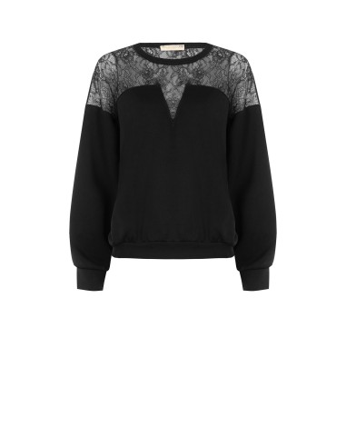 Sweatshirt oversized de algodão com aplicação em renda Rinascimento