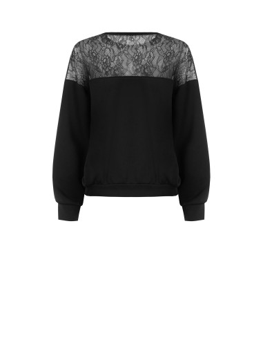 Sweatshirt oversized de algodão com inserção em renda Rinascimento