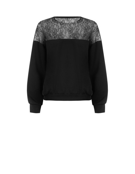 Sweatshirt oversized de algodão com inserção em renda Rinascimento