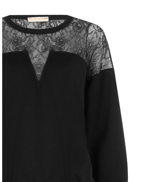 Sweatshirt oversized em algodão com aplicação em renda Rinascimento