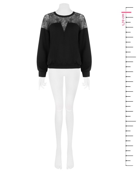 Sweatshirt oversized em algodão com inserção de renda Rinascimento