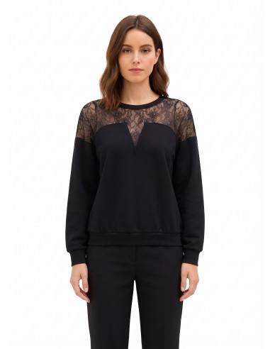 Sweatshirt oversized em algodão com aplicação em renda Rinascimento