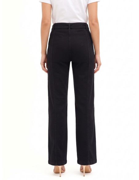 Jeans Wide Leg com cintura integrada e costuras centrais Rinascimento
