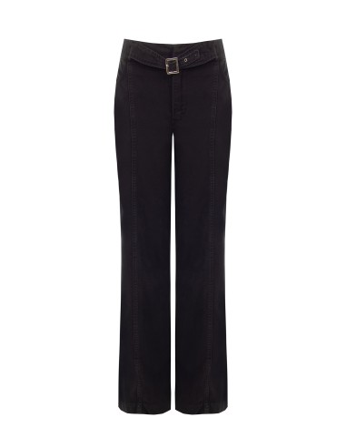 Jeans wide leg com cintura integrada e costuras centrais Rinascimento