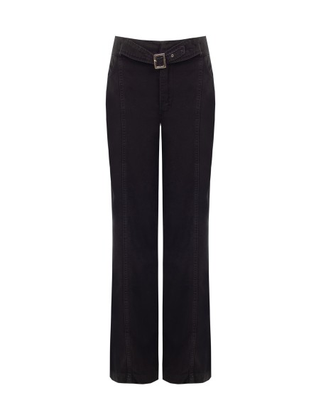 Jeans wide leg com cintura integrada e costuras centrais Rinascimento