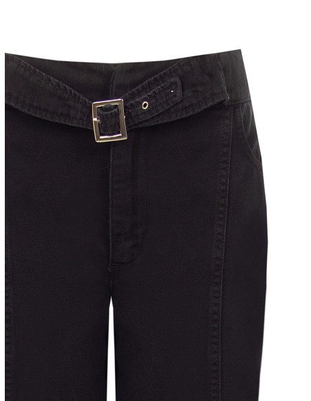 Calças de ganga wide leg com cintura integrada e costuras centrais Rinascimento