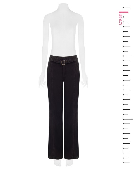 Jeans Wide Leg com cintura integrada e costuras centrais Rinascimento