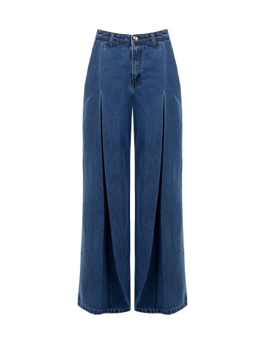 Jeans Wide Leg com Maxi Pregas Rinascimento