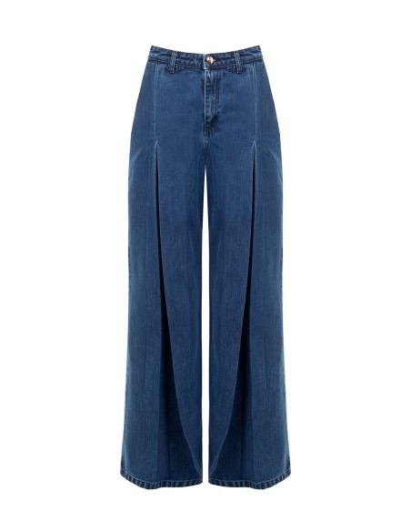 Jeans Wide Leg com Maxi Pregas Rinascimento