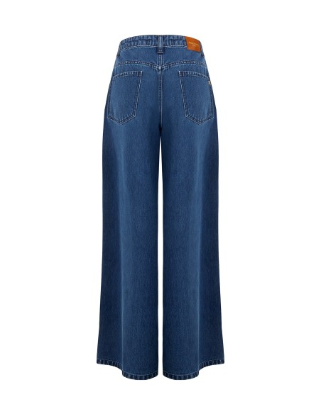 Jeans Wide Leg com Maxi Pregas Rinascimento