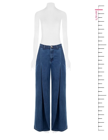 Calças de ganga wide leg com maxi pregas Rinascimento