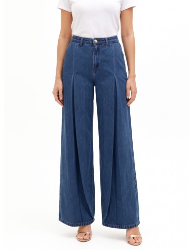 Jeans Wide Leg com Maxi Pregas Rinascimento