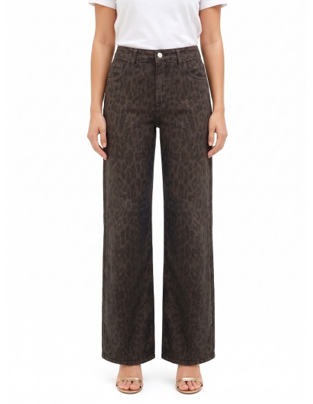 Jeans Wide Leg Elásticos e Manchados Rinascimento