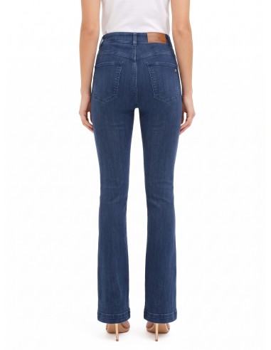 Jeans skinny à boca de sino, elásticos, com fechos frontais Rinascimento