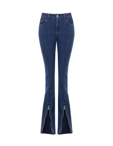 Jeans skinny de cintura subida, elásticos, com fechos frontais Rinascimento