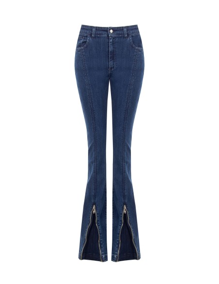 Jeans skinny de cintura subida, elásticos, com fechos frontais Rinascimento