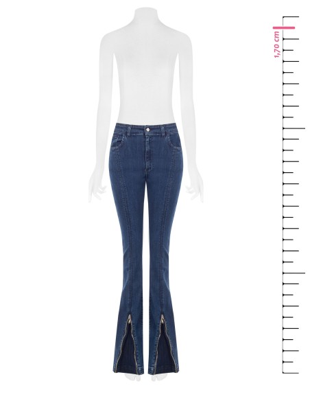 Jeans Skinny Elásticos com Fechos de Correr Frontais Rinascimento
