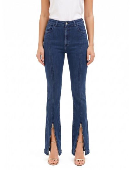 Jeans skinny justos e elásticos com fechos de correr frontais Rinascimento