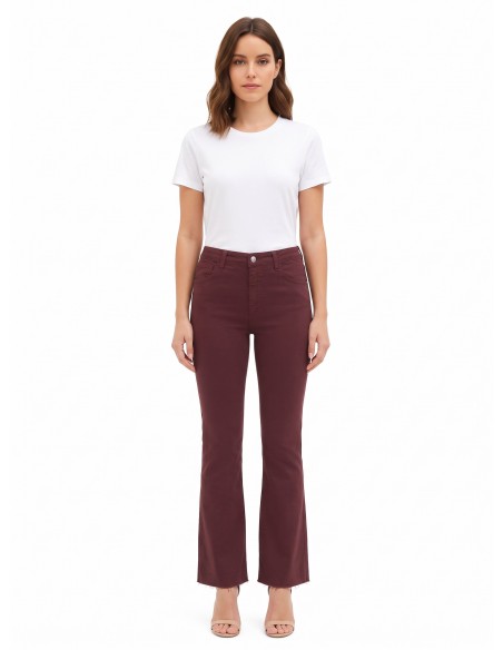 Jeans flare elásticos com bainhas de corte vivo Rinascimento