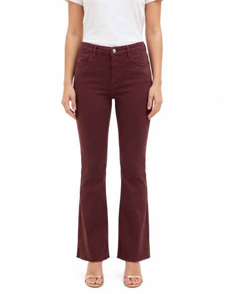 Jeans flare elásticos com bainhas de corte cru Rinascimento