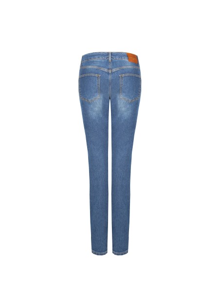 Jeans de corte direito elásticos com lavagem média Rinascimento