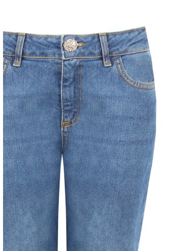 Jeans Straight Elásticos de Lavagem Média Rinascimento