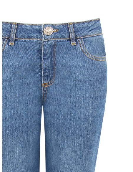Jeans Straight Elásticos de Lavagem Média Rinascimento