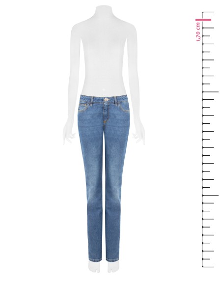 Jeans de corte direito elásticos, lavagem média, Rinascimento