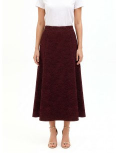 Saia Comprida Evasé em Jacquard Gofrado com Lurex Rinascimento