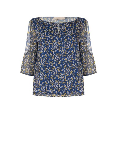 Blusa Curvy fluida em georgette com decote em gota, ombros descobertos e detalhes em lurex Rinascimento Curvy