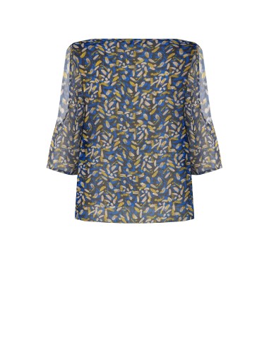 Blusa Curvy Fluida em Georgette com Decote em Gota, Ombros Descobertos e Detalhes em Lurex Rinascimento Curvy