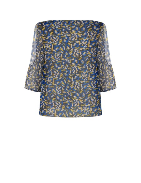 Blusa Curvy Fluida em Georgette com Decote em Gota, Ombros Descobertos e Detalhes em Lurex Rinascimento Curvy