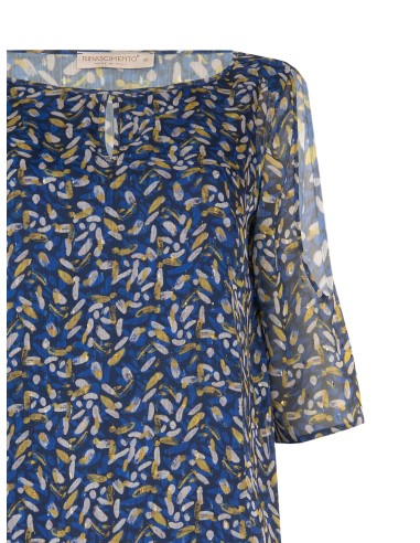 Blusa Curvy fluida em georgette com decote em gota, ombros descobertos e detalhes em lurex Rinascimento Curvy