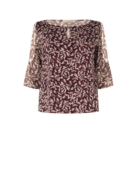 Blusa Fluida Curvy em Georgette com Decote em Gota, Ombros Descobertos e Detalhes em Lurex Rinascimento Curvy