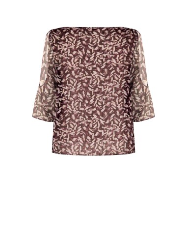 Blusa Curvy Fluida em Georgette com Decote em Gota, Ombros Descobertos e Detalhes em Lurex Rinascimento Curvy