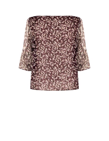 Blusa Curvy Fluida em Georgette com Decote em Gota, Ombros Descobertos e Detalhes em Lurex Rinascimento Curvy