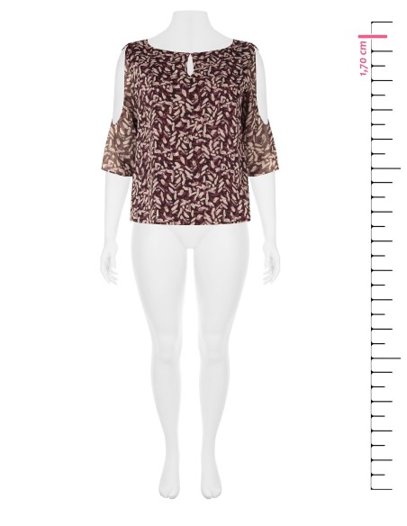 Blusa Curvy Fluida em Georgette com Decote em Lágrima, Ombros Descobertos e Detalhes em Lurex Rinascimento Curvy
