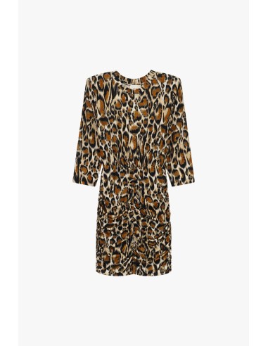Vestido curto com estampado animal e franzidos Dixie