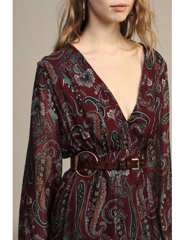 Vestido comprido com estampado paisley e mangas amplas Dixie