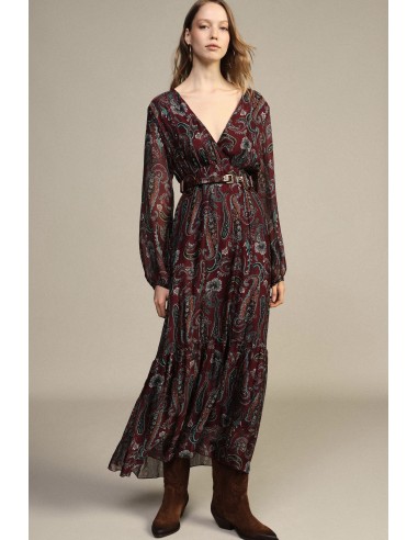 Vestido comprido com estampado paisley e mangas largas Dixie