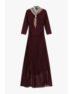 Vestido comprido com saia plissada e lenço estampado Dixie 2