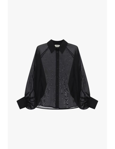 Camisa evasé com mangas amplas e transparências Dixie