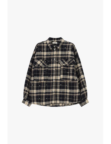 Camisa aos quadrados com bolsos e detalhes brilhantes Dixie