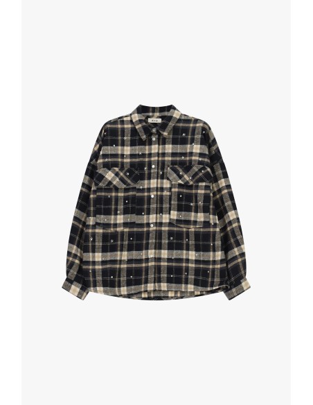 Camisa aos quadrados com bolsos e detalhes brilhantes Dixie