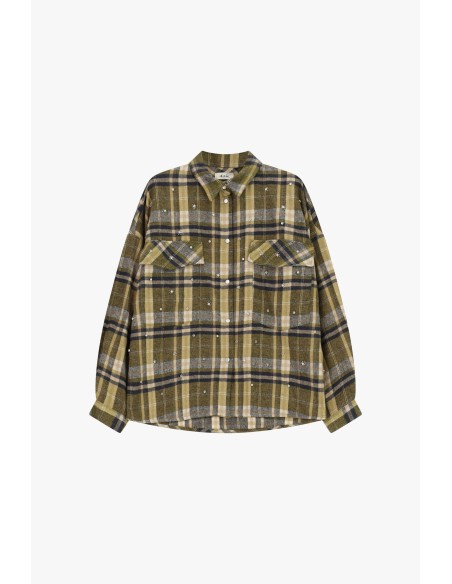 Camisa aos quadrados com bolsos e detalhes brilhantes Dixie
