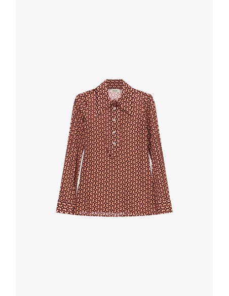 Camisa com padrão geométrico e botões frontais Dixie